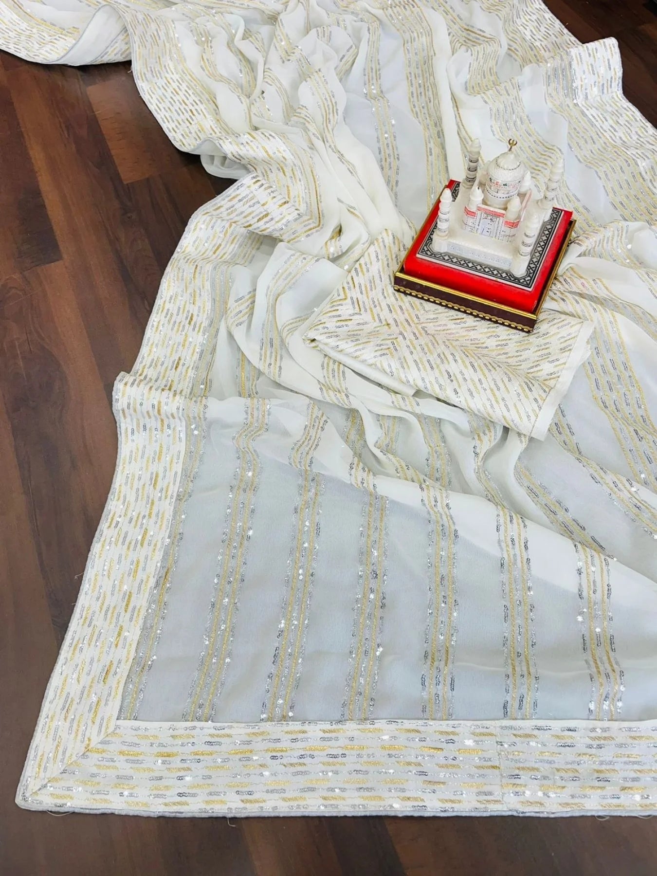 Heavy Georgette Trending Embroidered Zari Sequins Work Saree Inspired By Kiara Advani