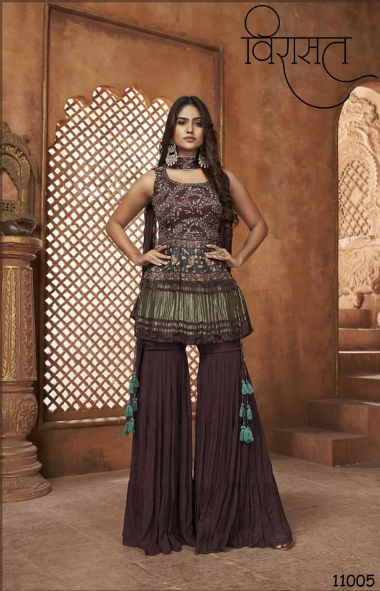 Fully Stitched Pure Bandhej Handwork Plazzo suits