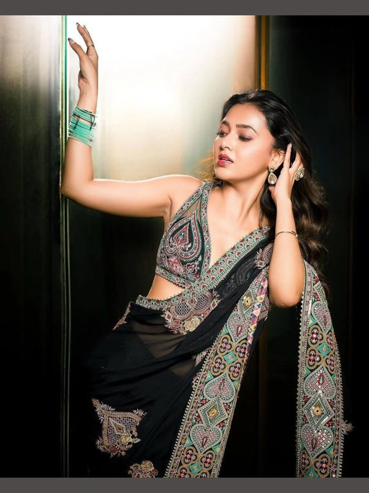 Black Color Bollywood Special Georgette Saree