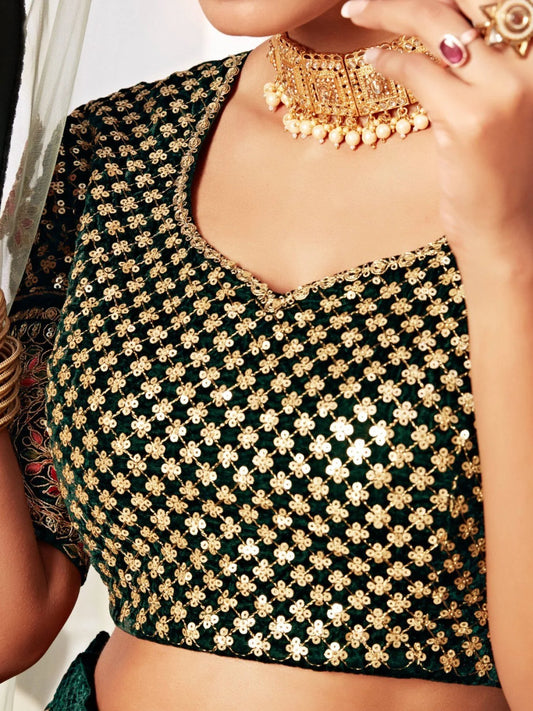 Exclusive Bridal Lehenga Choli Set Pure Velvet with Heavy Thread Zari Embroidery Work Best Offer Wholesale Rates Available