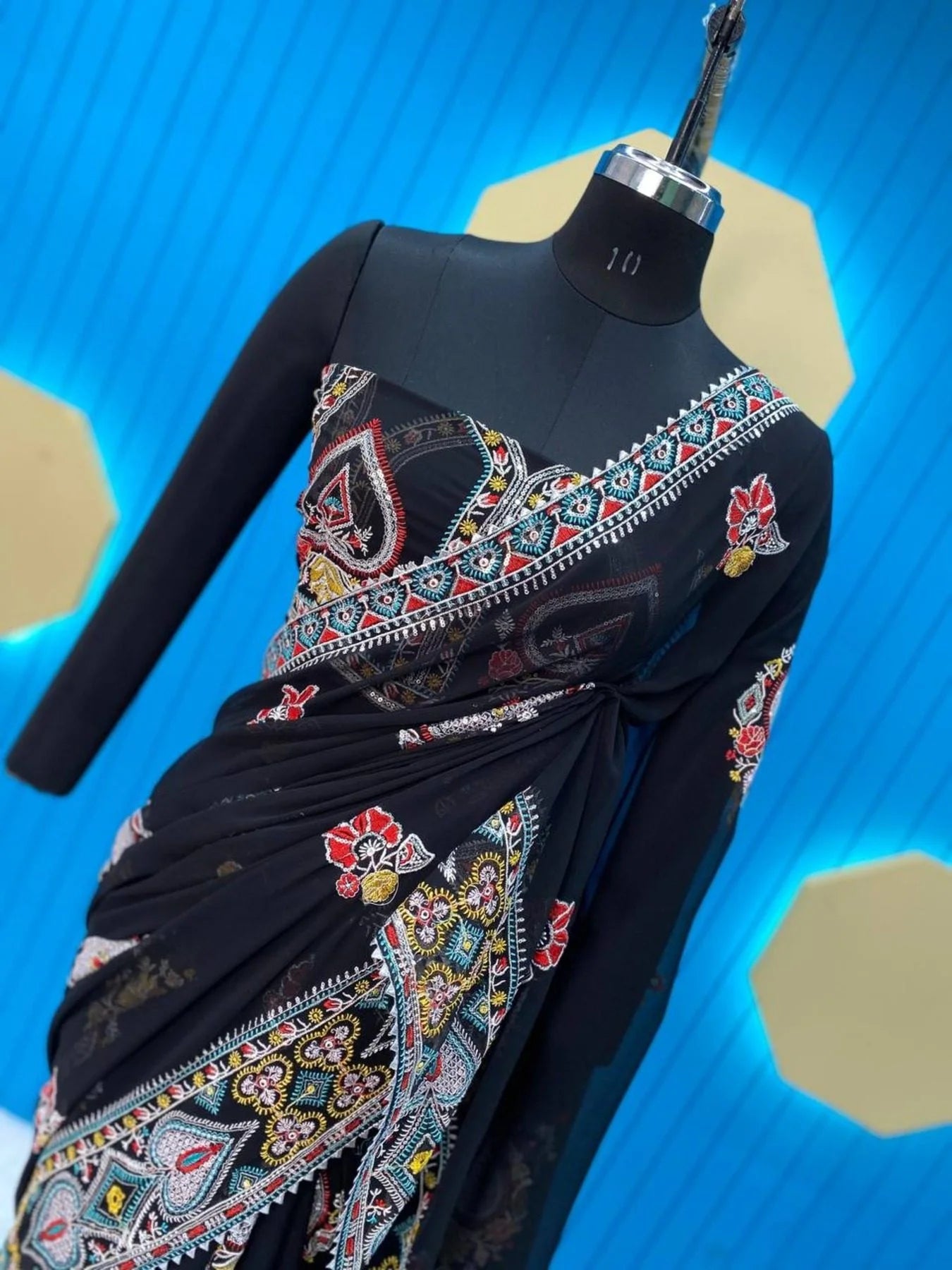 Black Color Bollywood Special Georgette Saree