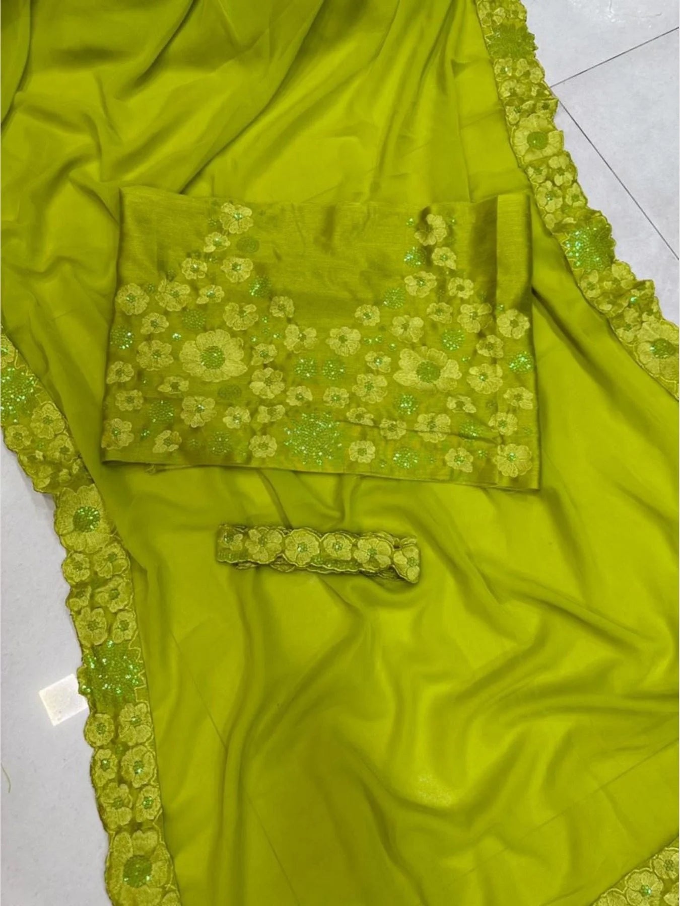 Designer Soft Georgette Saree With Embroidery Work