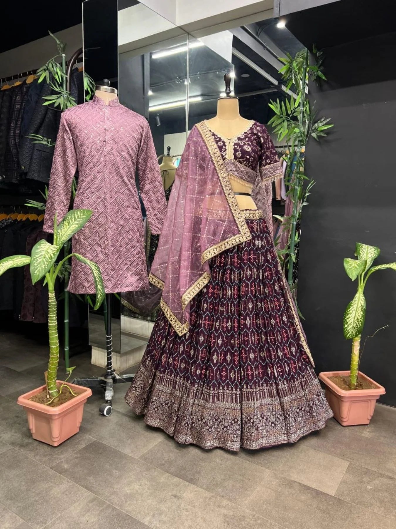 Heavy Georgette Fabric Couple Combo Lehenga Choli Collection