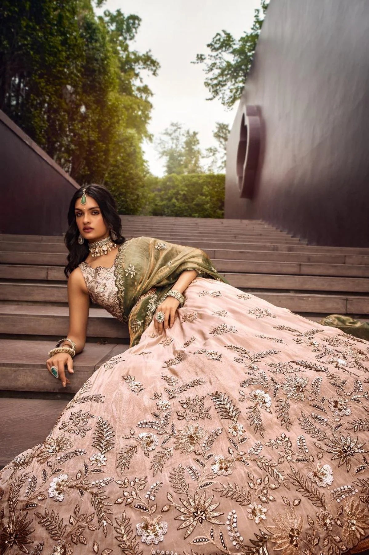 Designer Viscose Lehenga with Green Dupatta Set Indian Clothing for Ladies Girls Online Garment Sales
