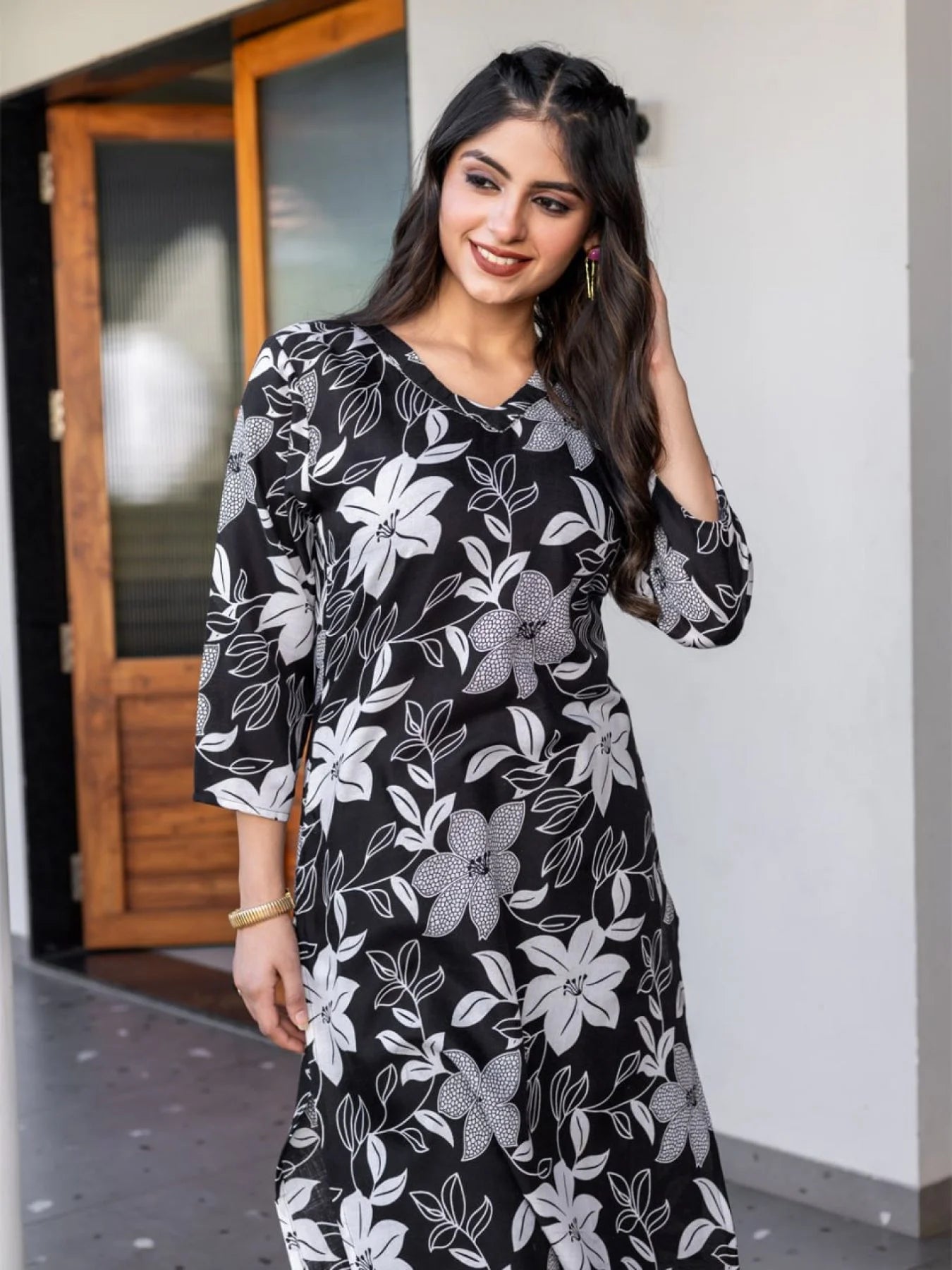 Black Cotton Blend Kurti Set Lightweight Wholesale Deal
