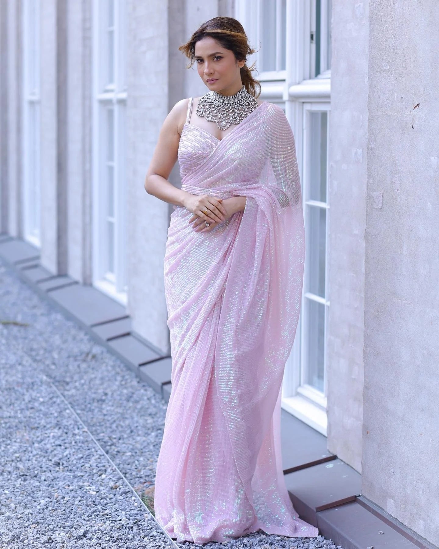 Ankita Lokhande Style Saree Full Sequence Work with Blouse Bollywood Designer Saree