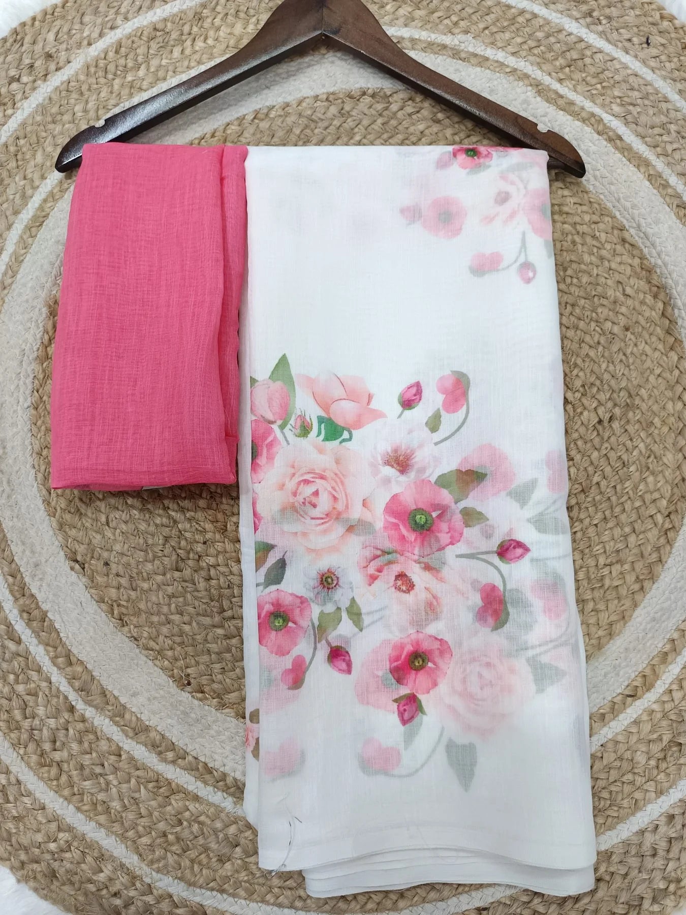 Shilpa Shetty Digital Print Linen Silk Saree Summer Best Offer