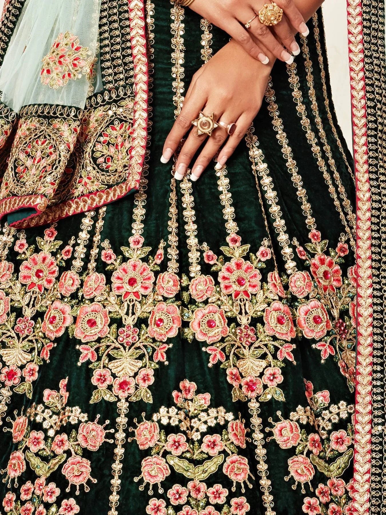 Exclusive Bridal Lehenga Choli Set Pure Velvet with Heavy Thread Zari Embroidery Work Best Offer Wholesale Rates Available