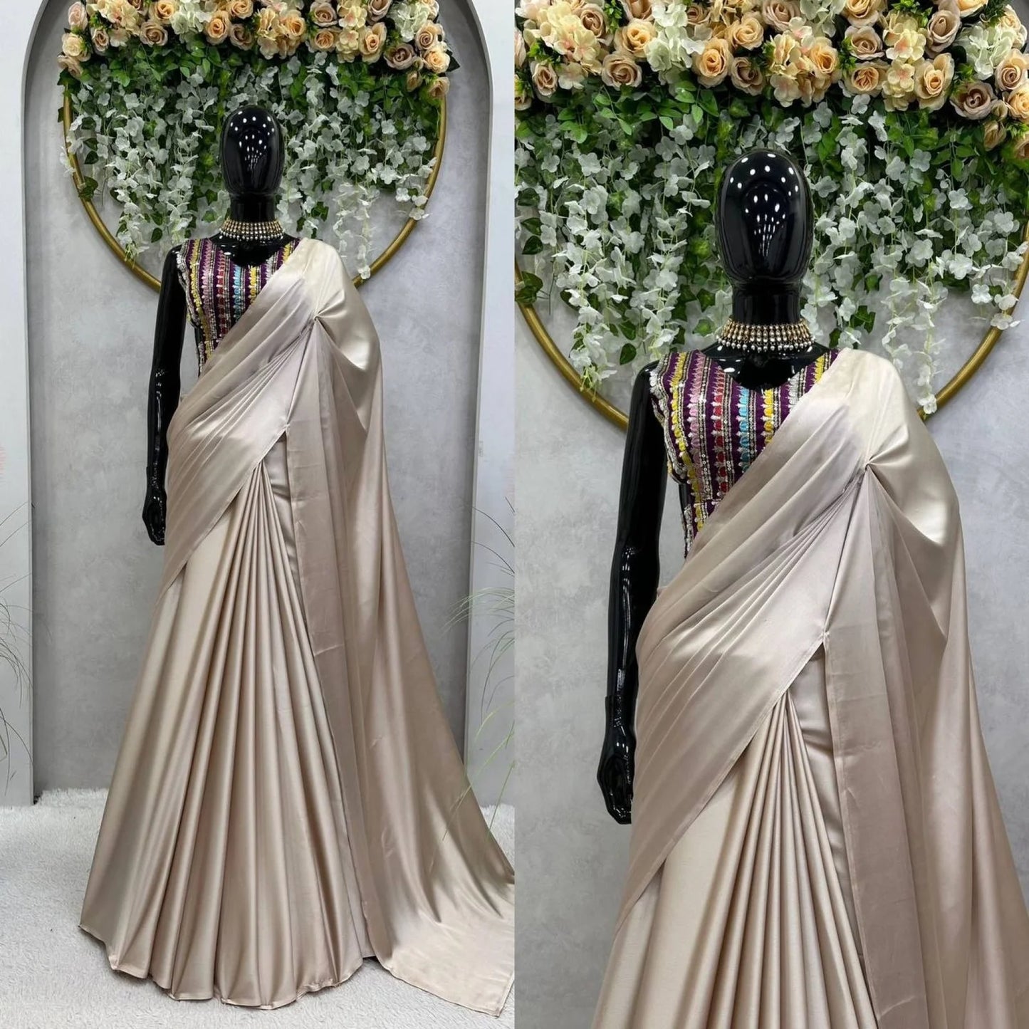 Plain Japan Satin Saree