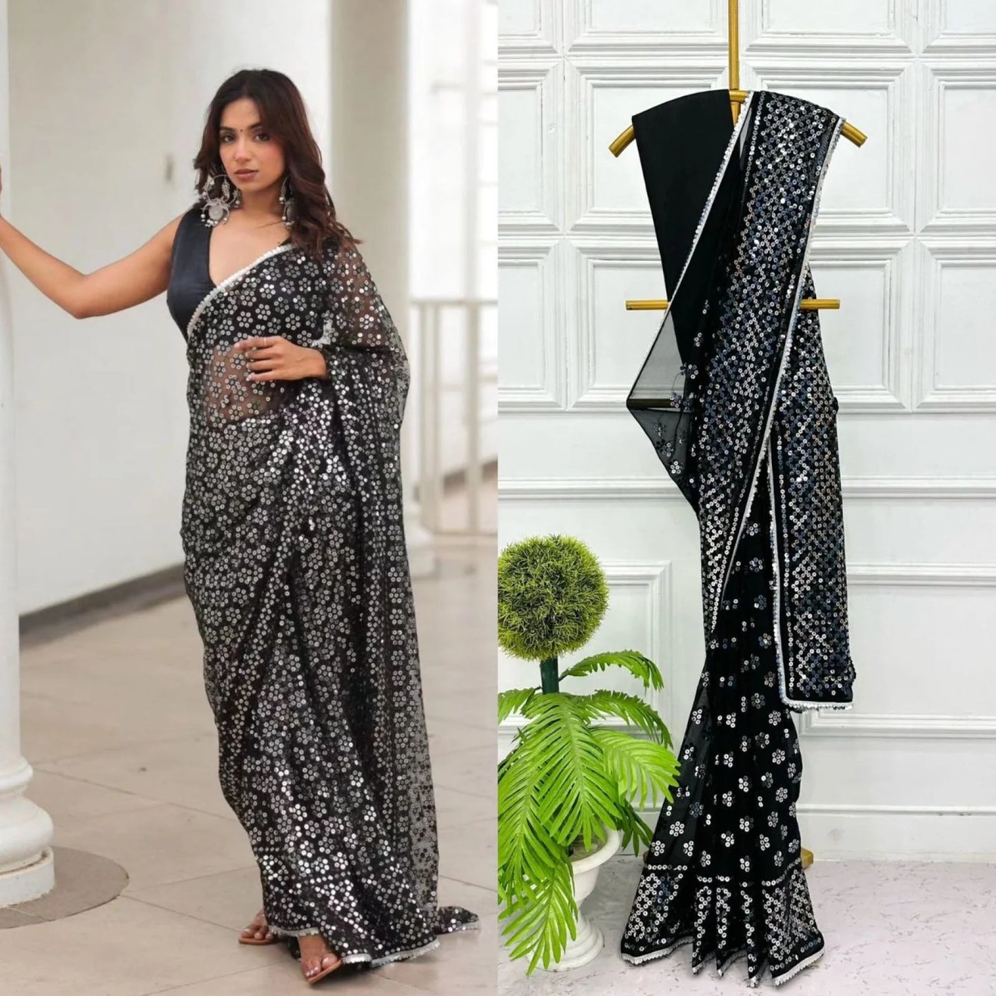 Bollywood Style Black Georgette saree