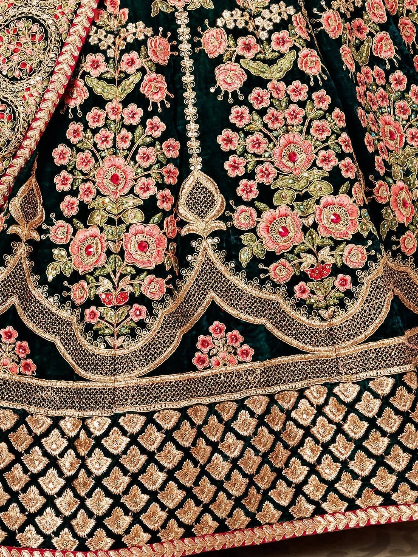 Exclusive Bridal Lehenga Choli Set Pure Velvet with Heavy Thread Zari Embroidery Work Best Offer Wholesale Rates Available