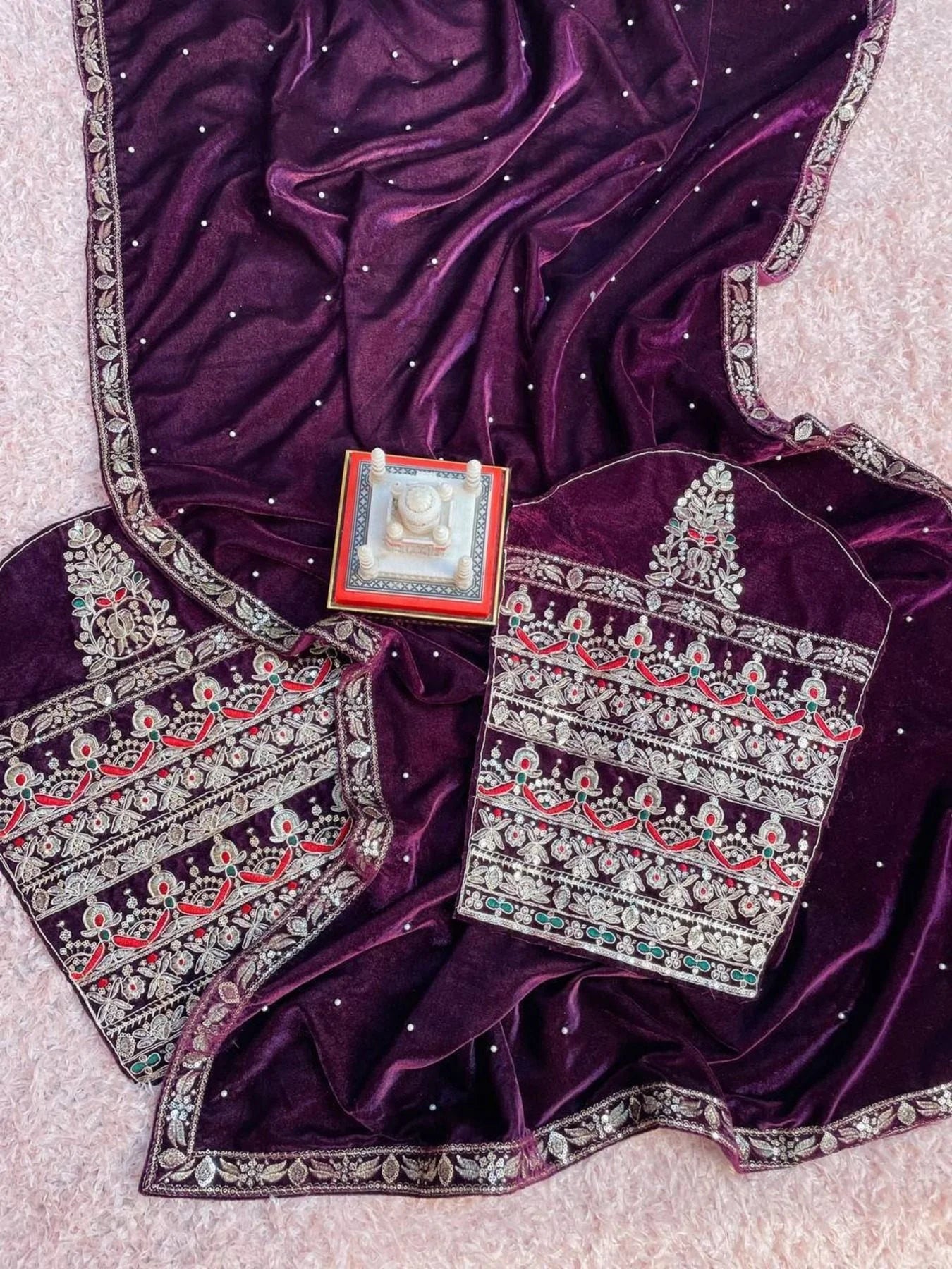 Designer Bollywood Style Velvet saree with embroidery work