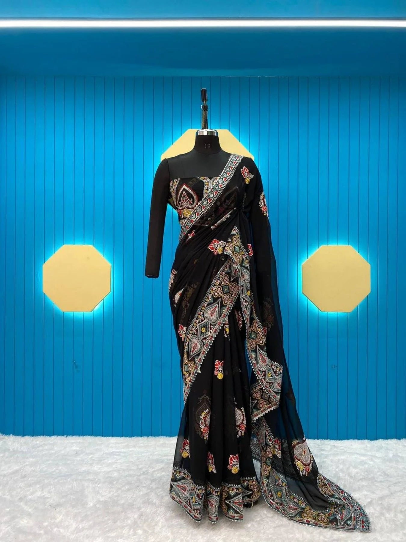Black Color Bollywood Special Georgette Saree