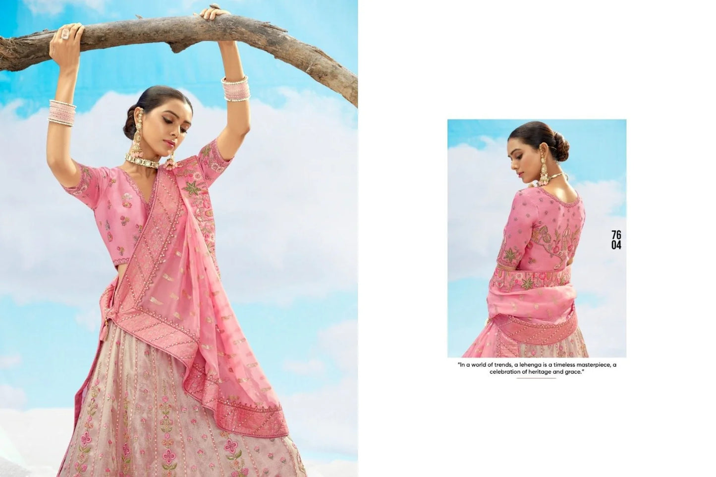 Soft Pink & Gold Heavy Embroidery Designer Silk Lehenga Choli with Wholesale rate