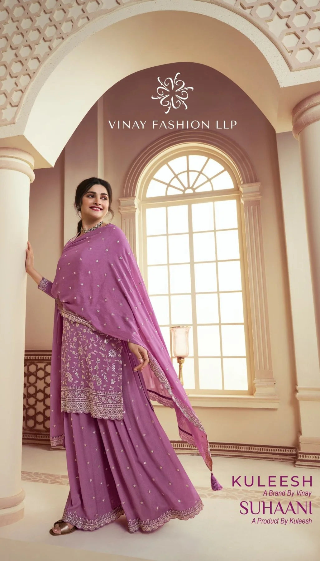 Beautiful Chinon Embroidered Work Sharara Suits Collection