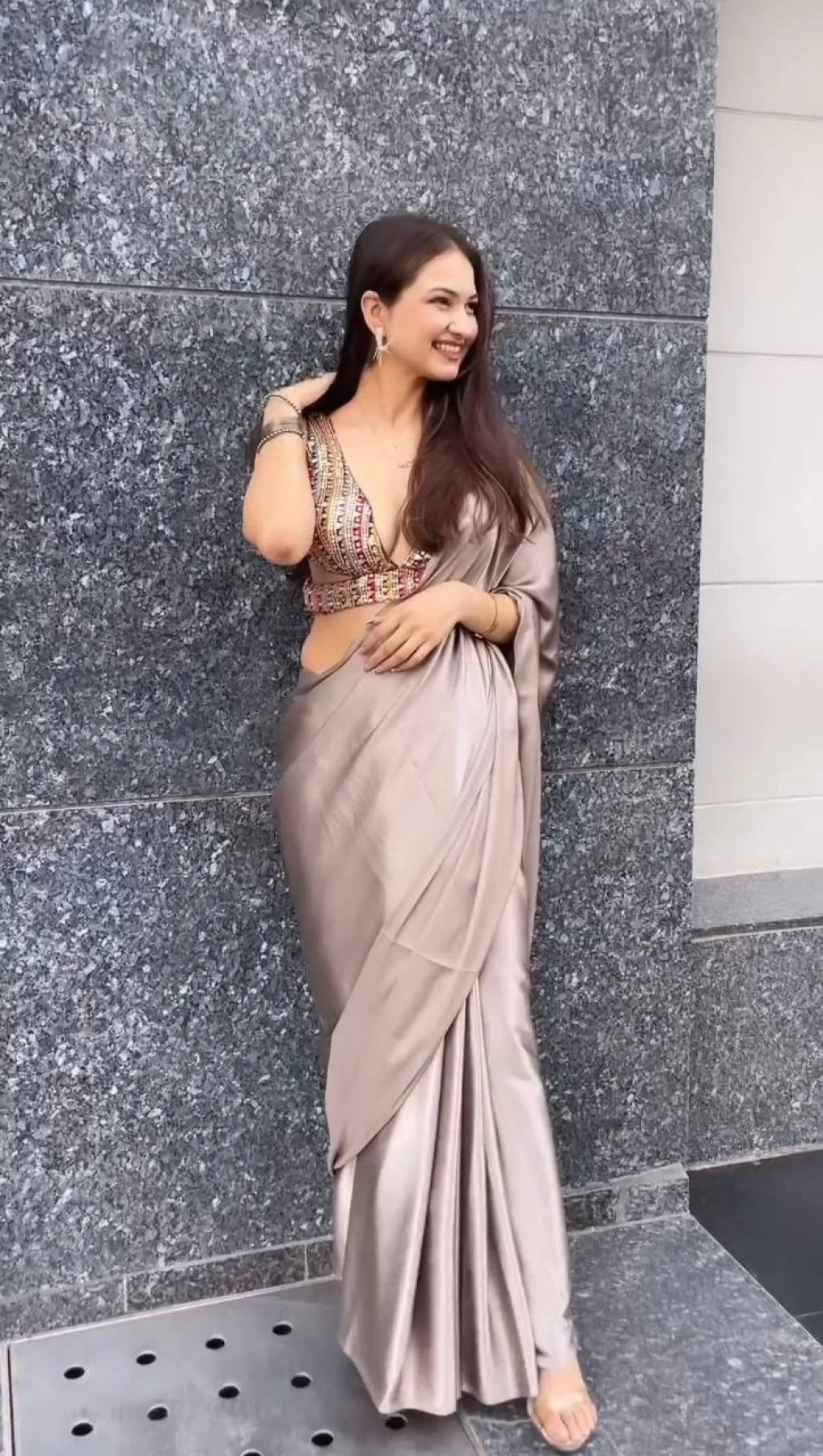 Plain Japan Satin Saree