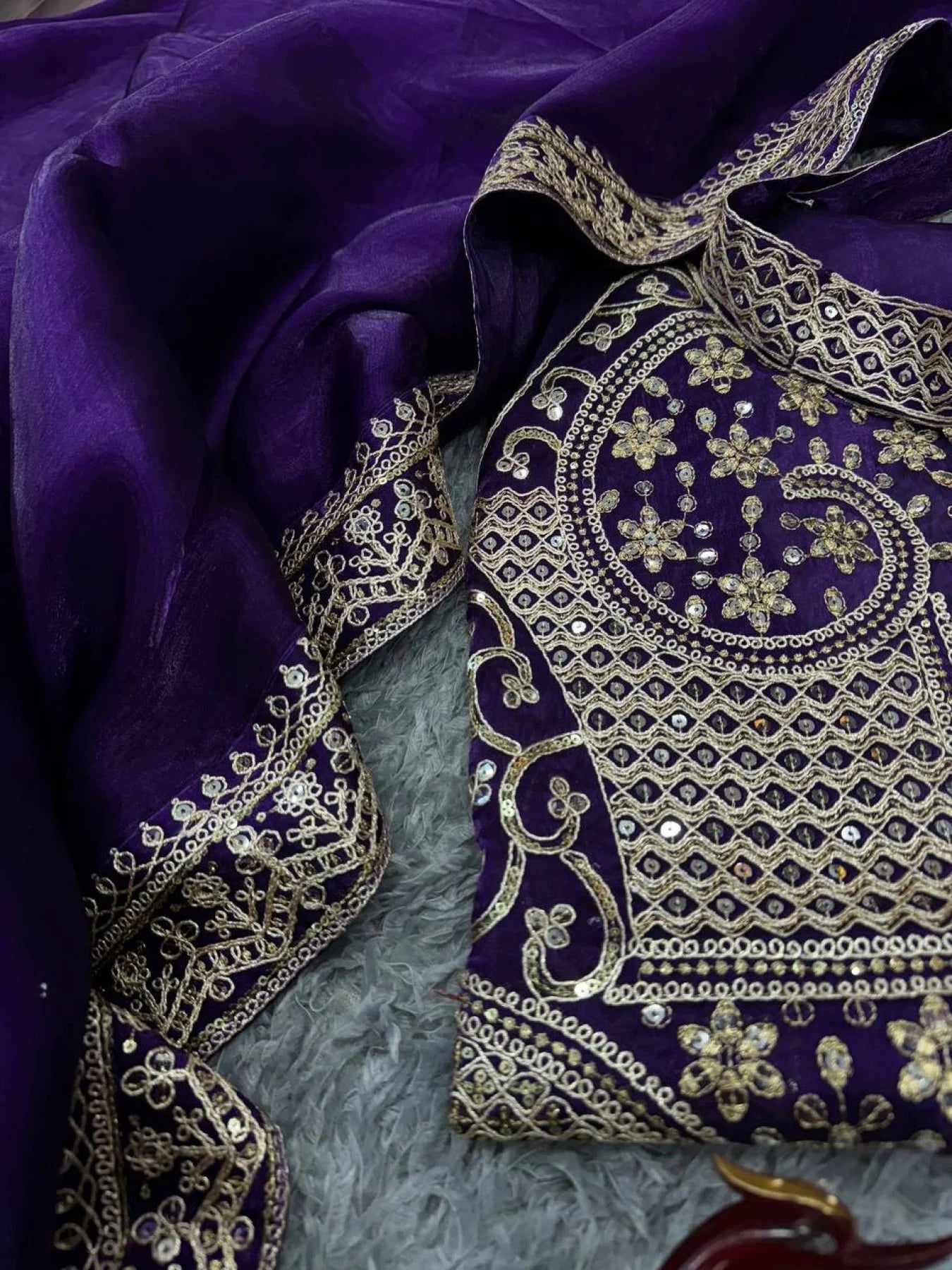 ananya Bollywood Celebrity Purple Saree Partywear in Jimmi Choo Fabric with Starry Sequins Wholesale Price