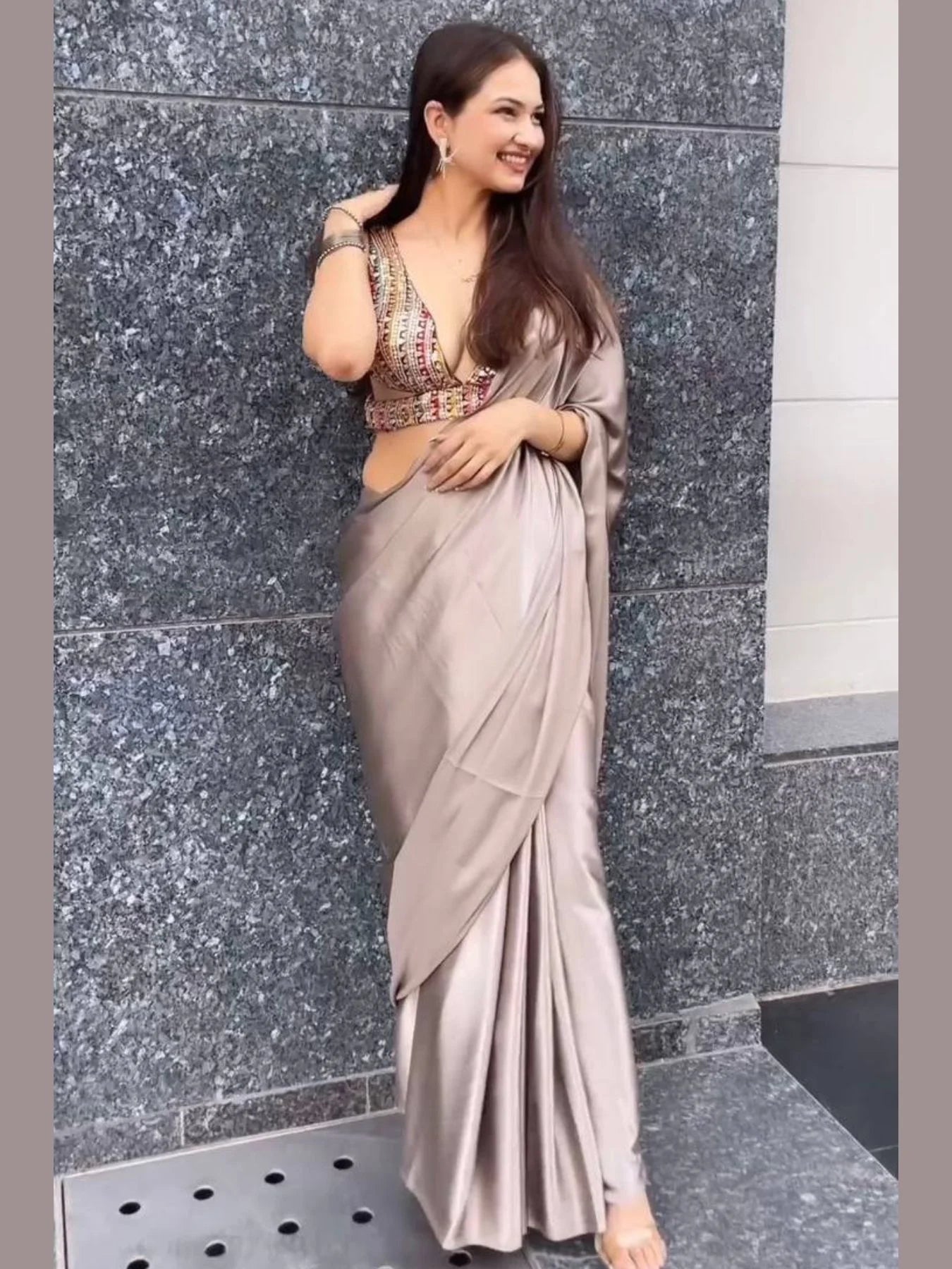 Plain Japan Satin Saree