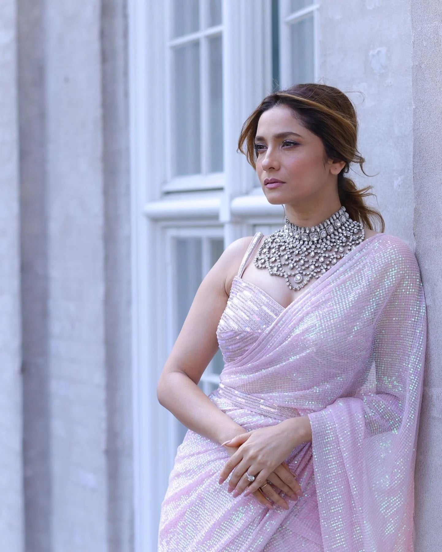 Ankita Lokhande Style Saree Full Sequence Work with Blouse Bollywood Designer Saree