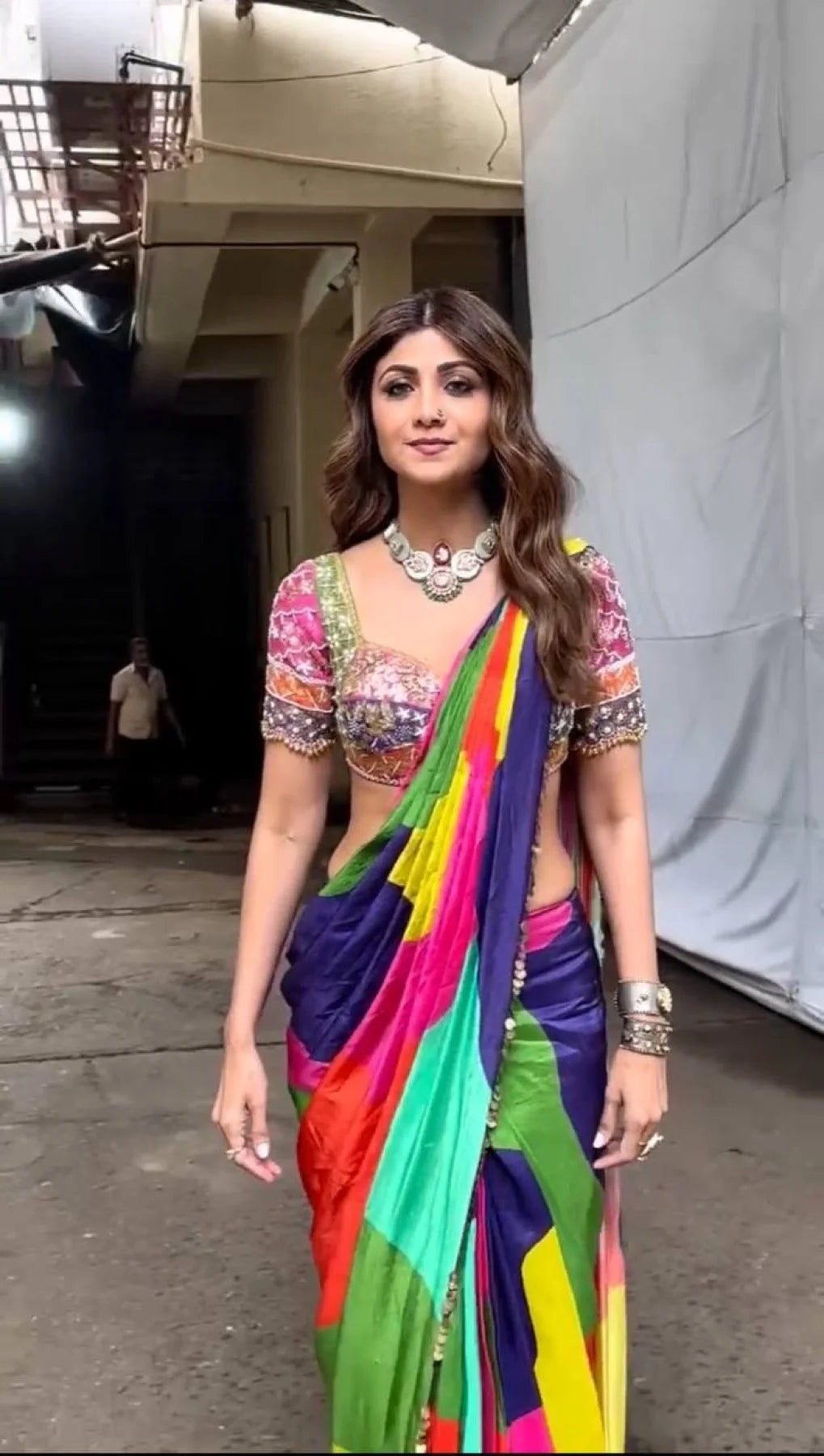 Designer Ready to Wear Japan Satin Silk Saree with Sequins Border and Embroidered Blouse