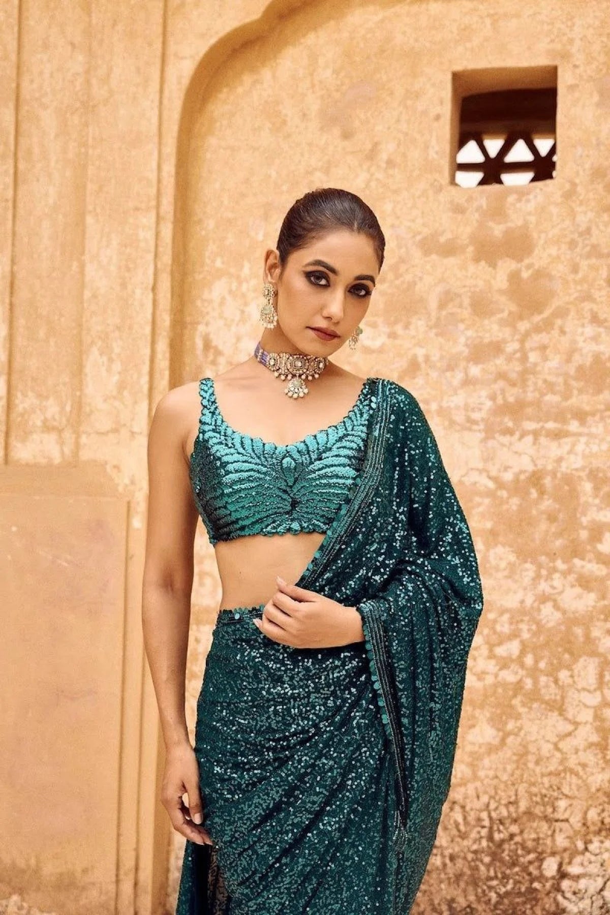 New Trending Bollywood Blockbuster Sequins Design Saree Launch For Royal Export