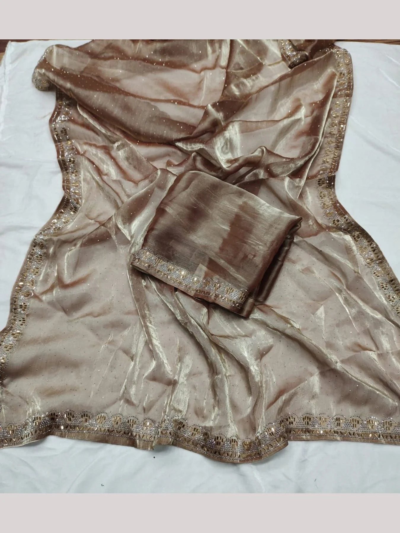 Designers Nude Brown Soft Jimmy chu silk Saree