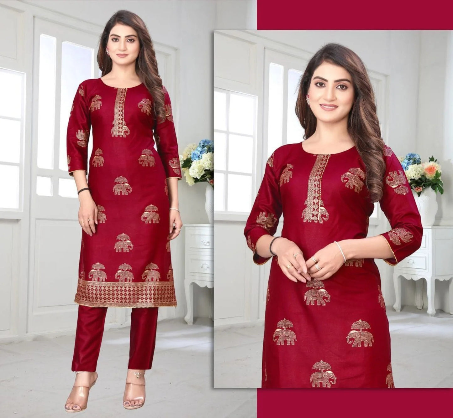 Comfortable 14 kg Rayon women's Kurti & Pant Set