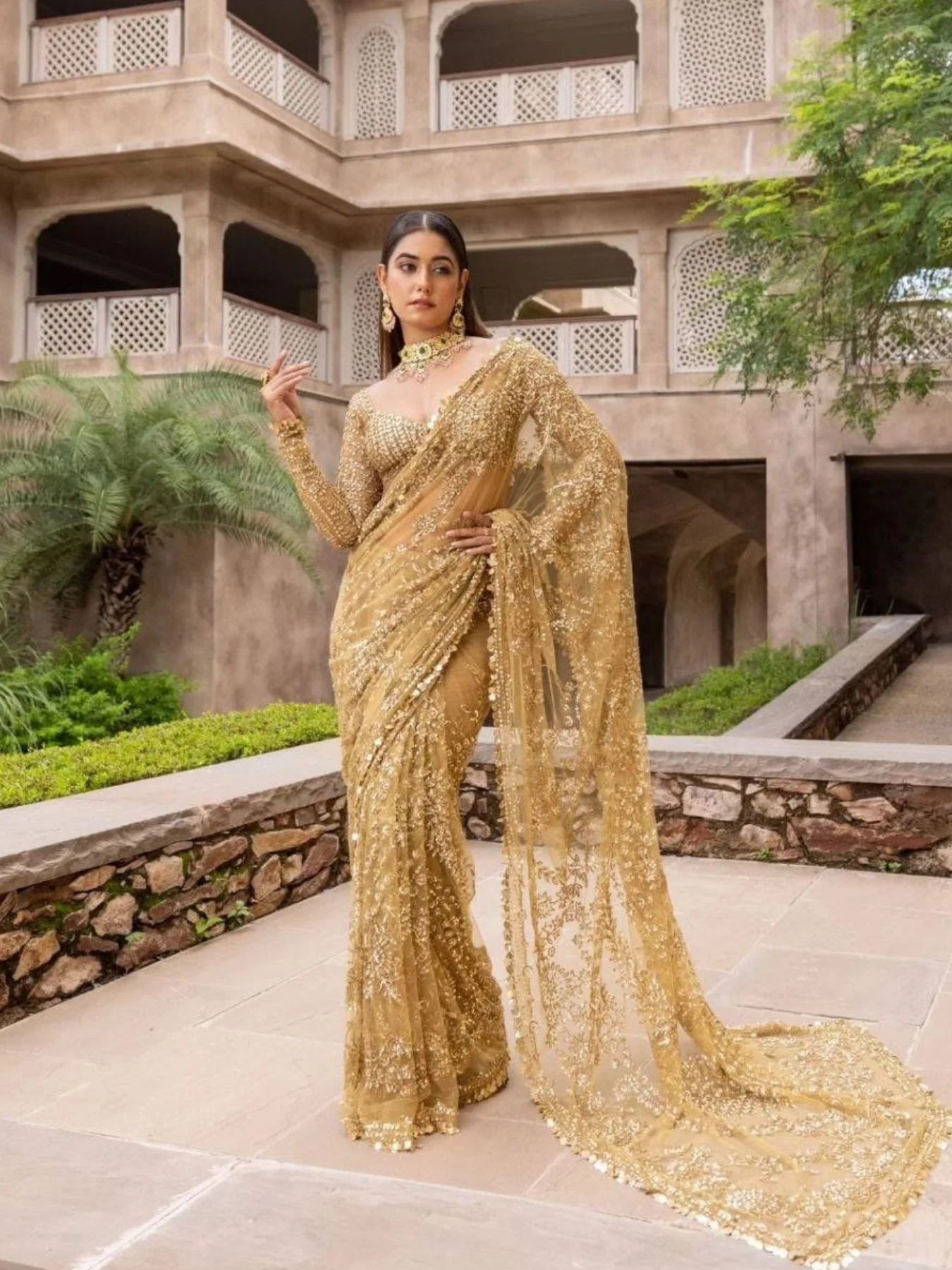 New Trending Bollywood BlockBuster Sequins Design Saree