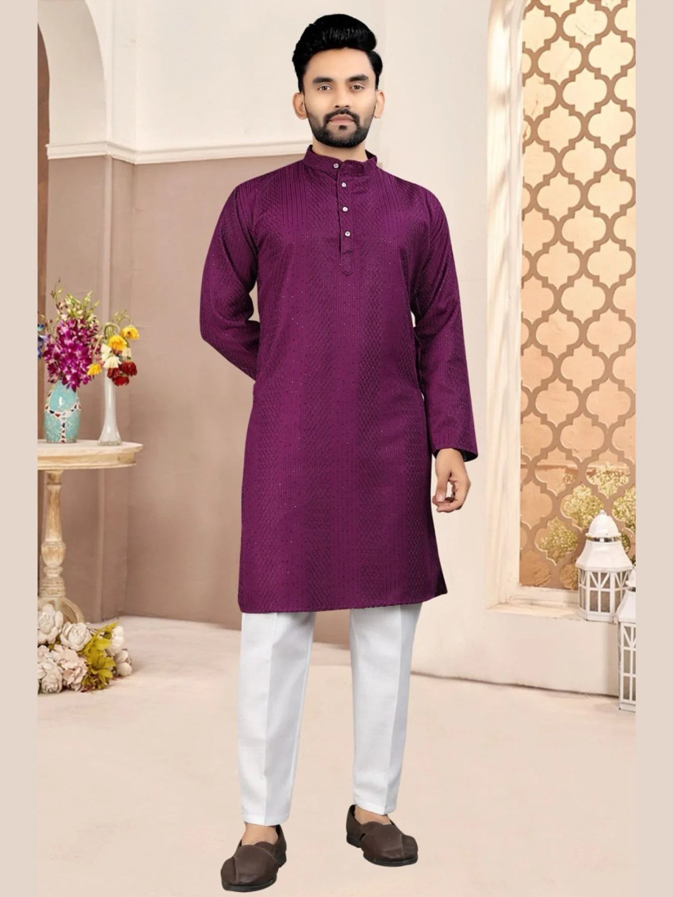 Designer Lucknowi Embroidered Kurta Pajama Premium Quality Festive Collection