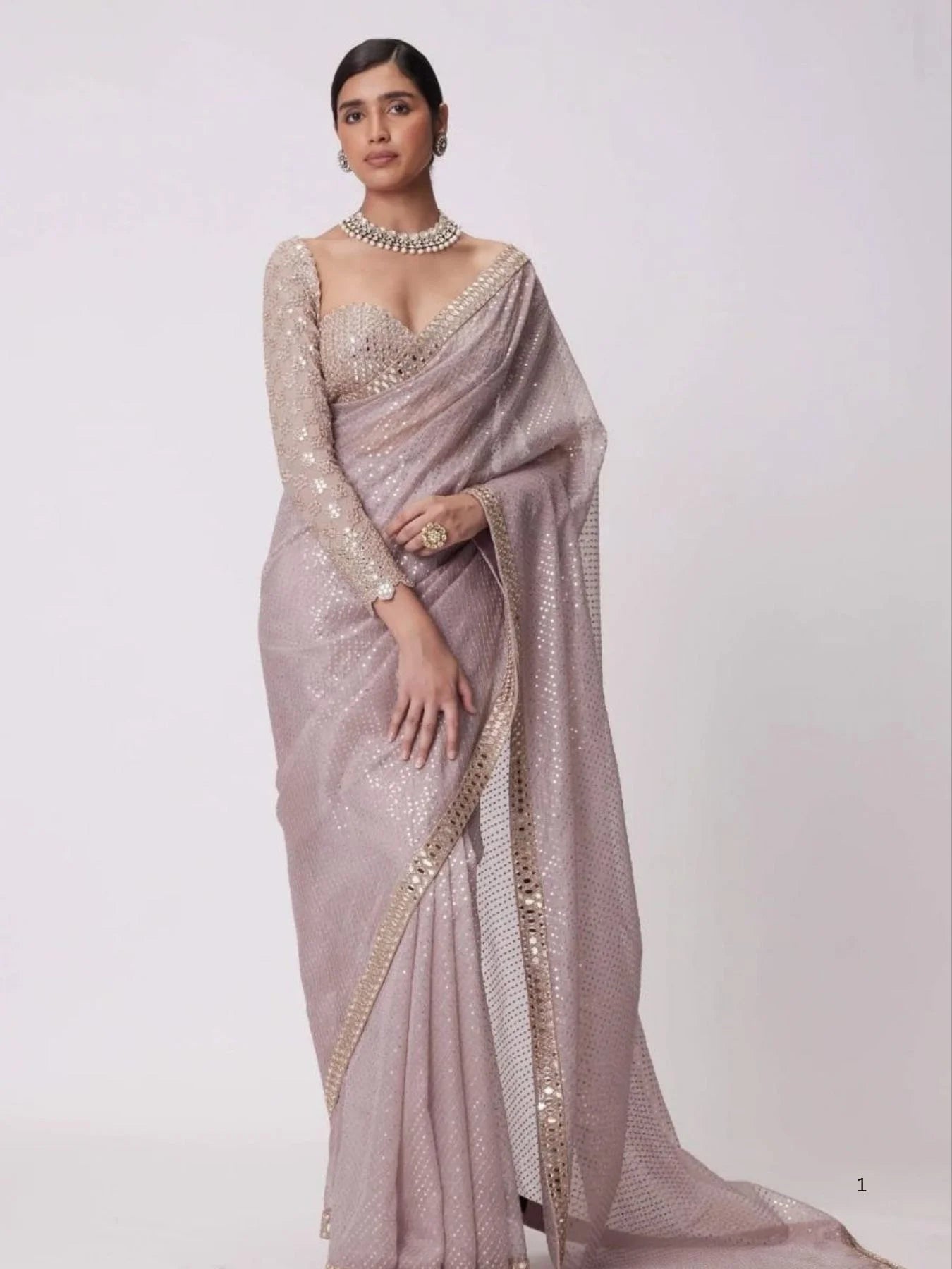 Exclusive Faux Georgette Mirror Work Saree for Weddings Parties