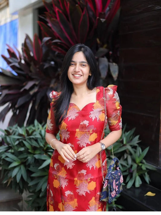 Premium Organza Print Kurti