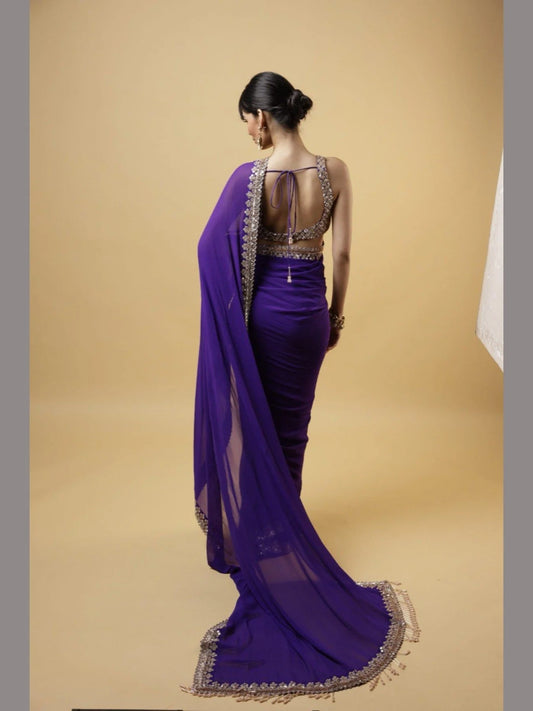 Presenting Heavy Faux Georgette Saree With Sequence Work