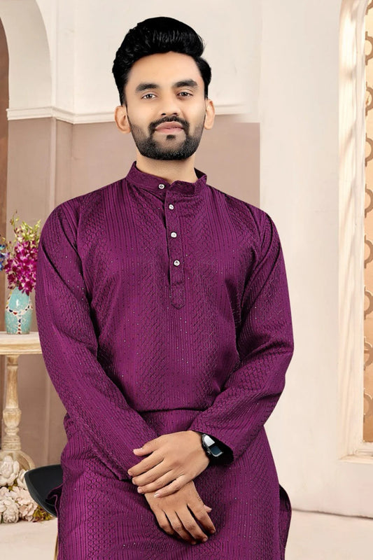 Designer Lucknowi Embroidered Kurta Pajama Premium Quality Festive Collection