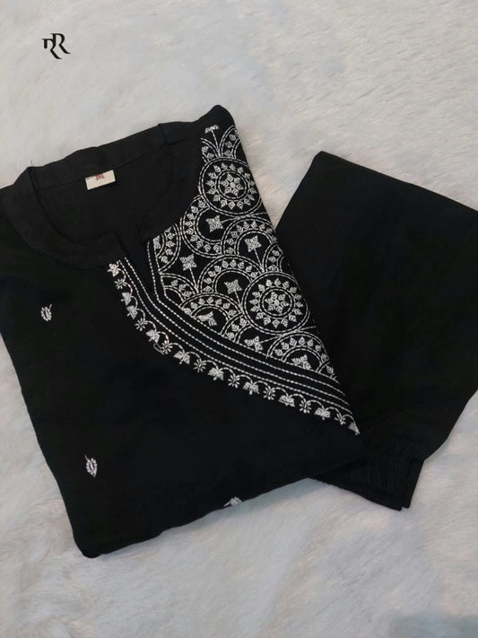 Casual and Classy Rayon Kurti With Bottom With Embroidery work perfect for easy movement