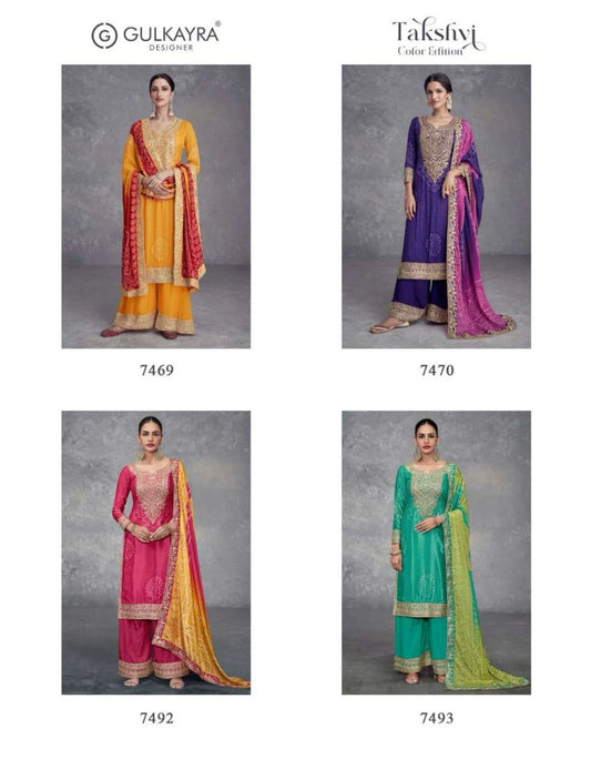 Surat-Based Wholesale Supplier of Designer Ready-to-Wear Chinon Print Suits New Collection for Resellers