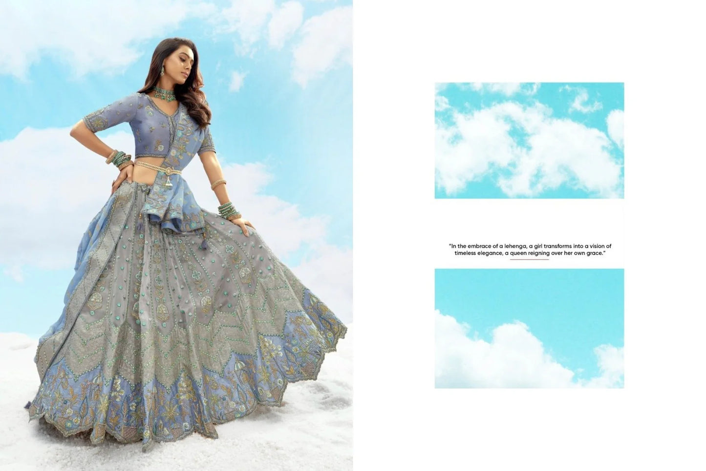 Stone Grey Silk Wedding Designer Long Lehenga Choli Festive Wear 2025 Collection from Manufacturer