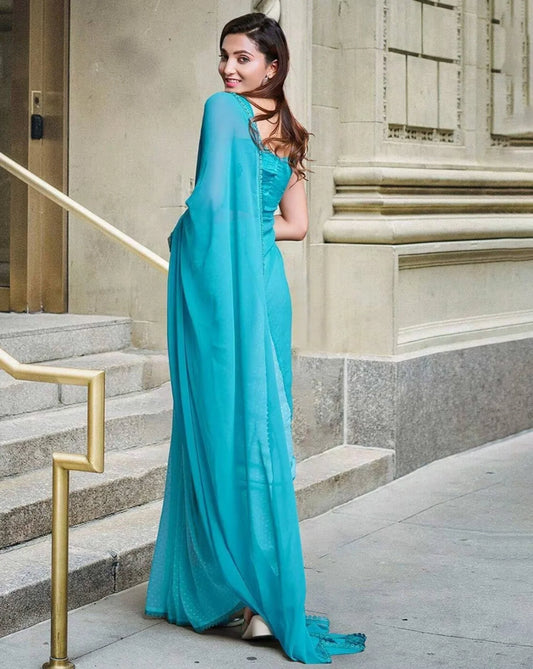 Alia SkyBlue Georgette Saree Collection