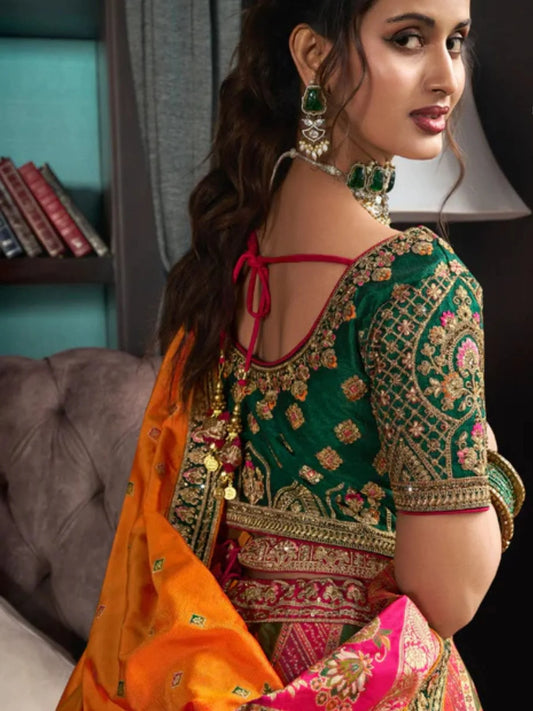 2025 Indian Designer Bridal Lehenga Choli in Rich Banarasi Silk Perfect for Weddings