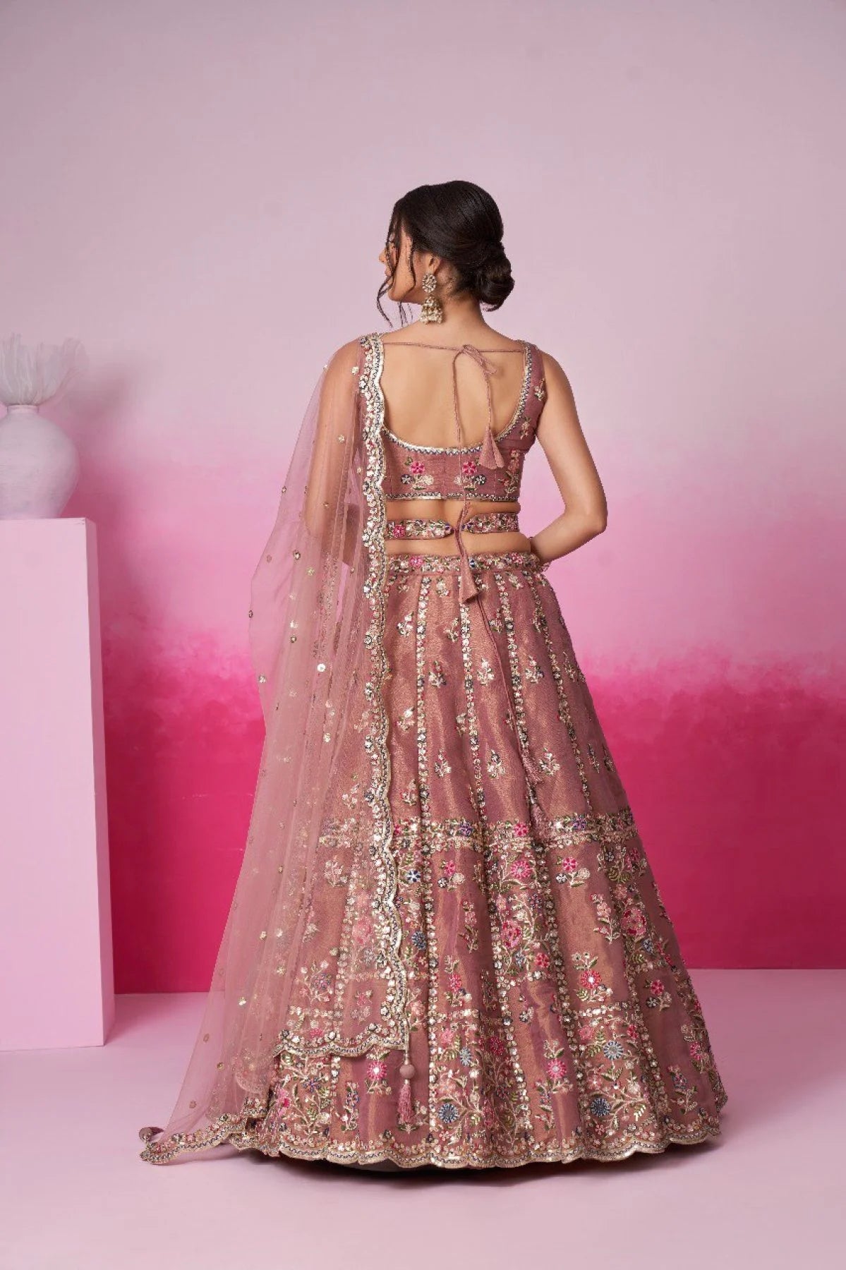 Rose Pink Net Embroidered and Sequin Bridal Lehenga Colletion For Resaller for Weddings