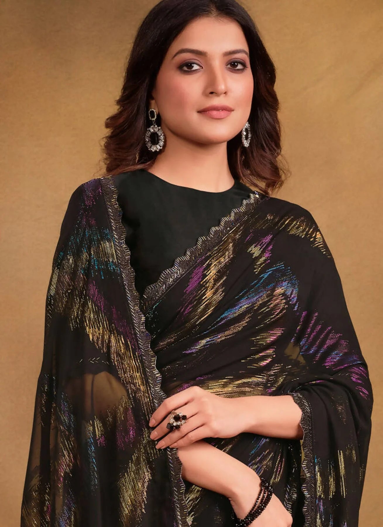 Jacquard Zari Print With Hand Work Designer Wedding Saree Available At Royal Export