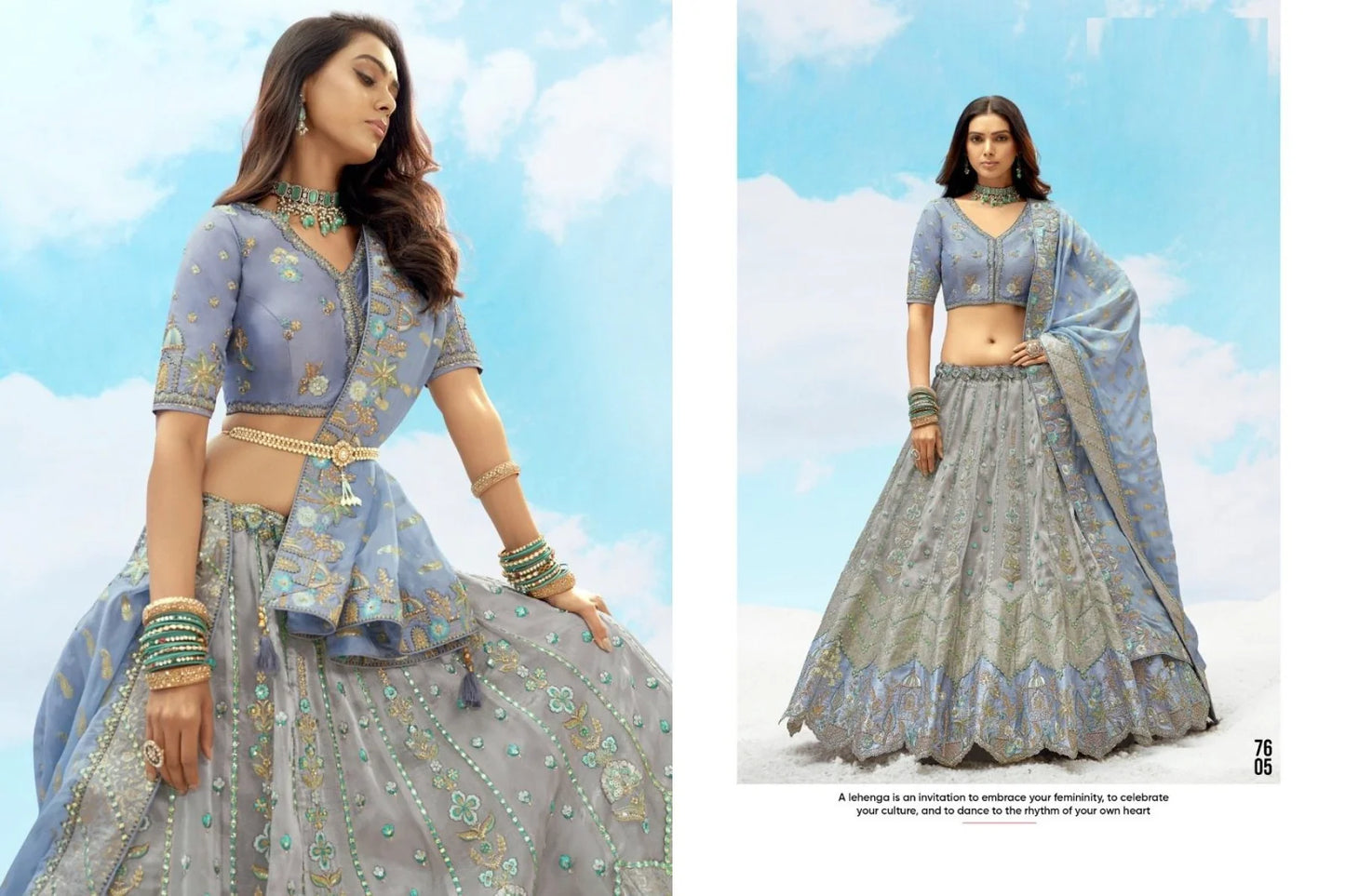 Stone Grey Silk Wedding Designer Long Lehenga Choli Festive Wear 2025 Collection from Manufacturer