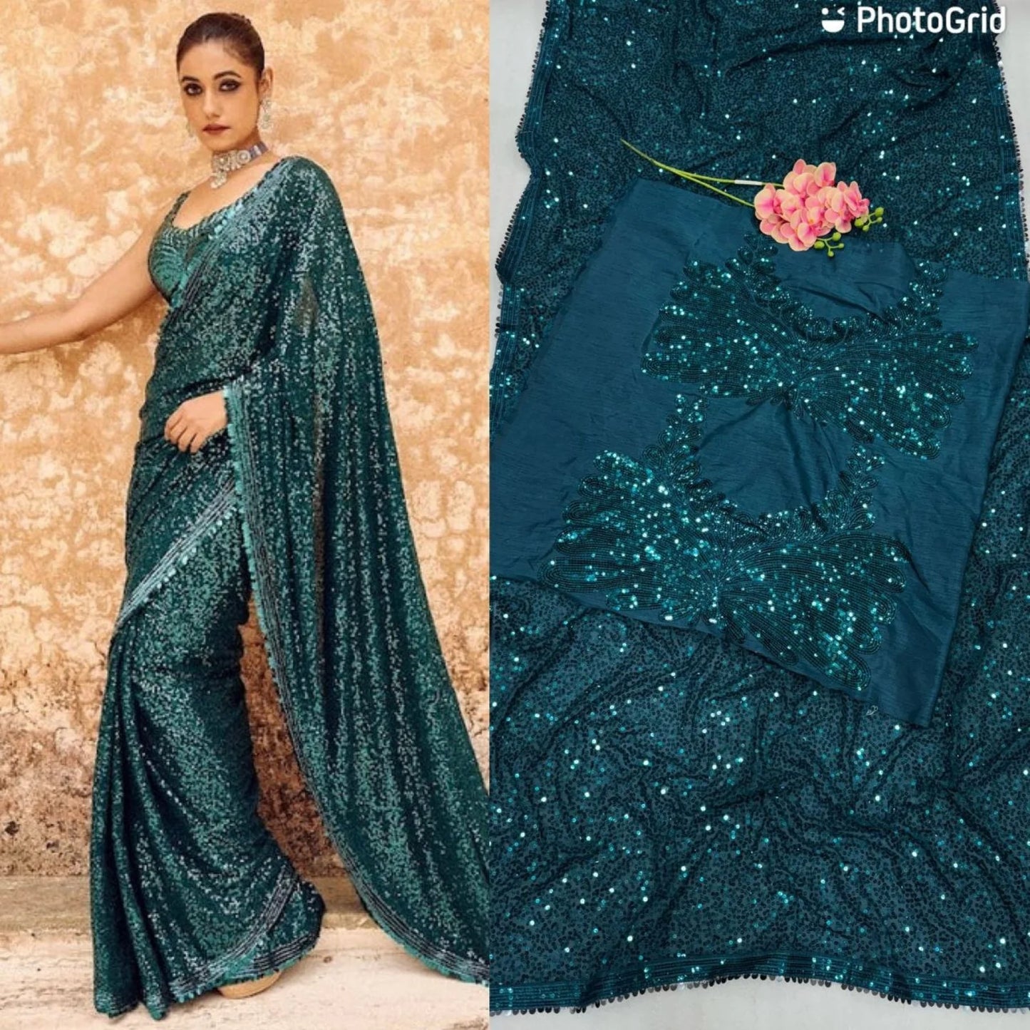 New Trending Bollywood Blockbuster Sequins Design Saree Launch For Royal Export