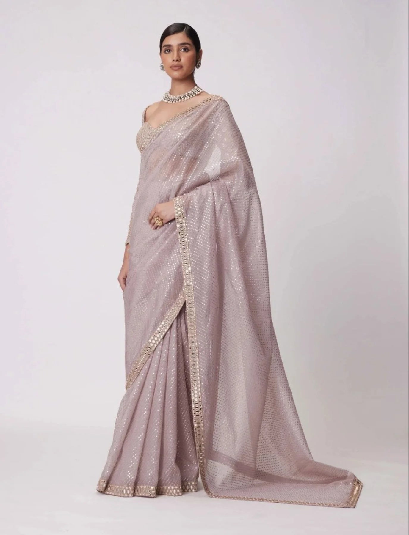 Exclusive Faux Georgette Mirror Work Saree for Weddings Parties