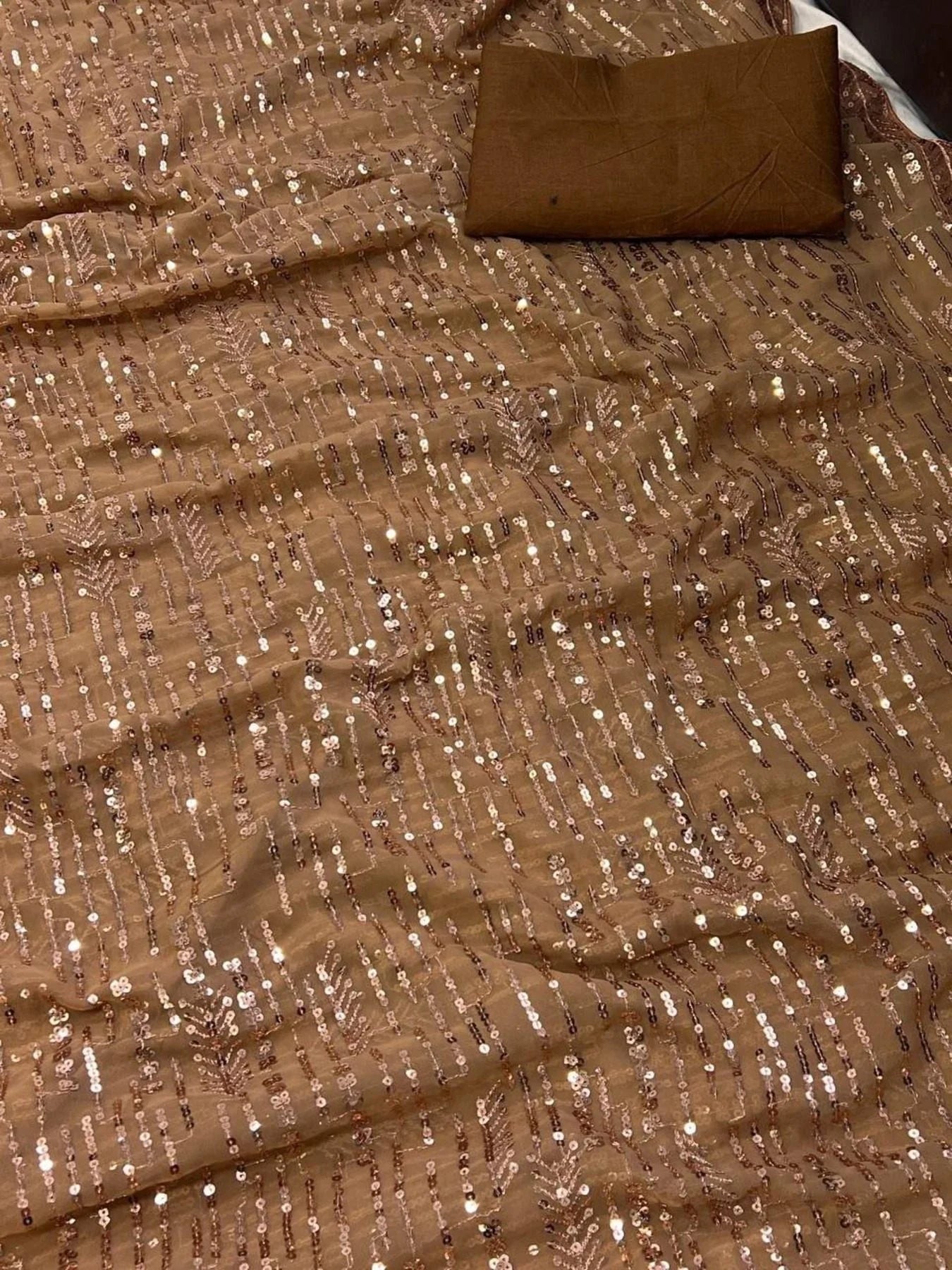 Elegant Heavy Georgette Saree With Sequins Work