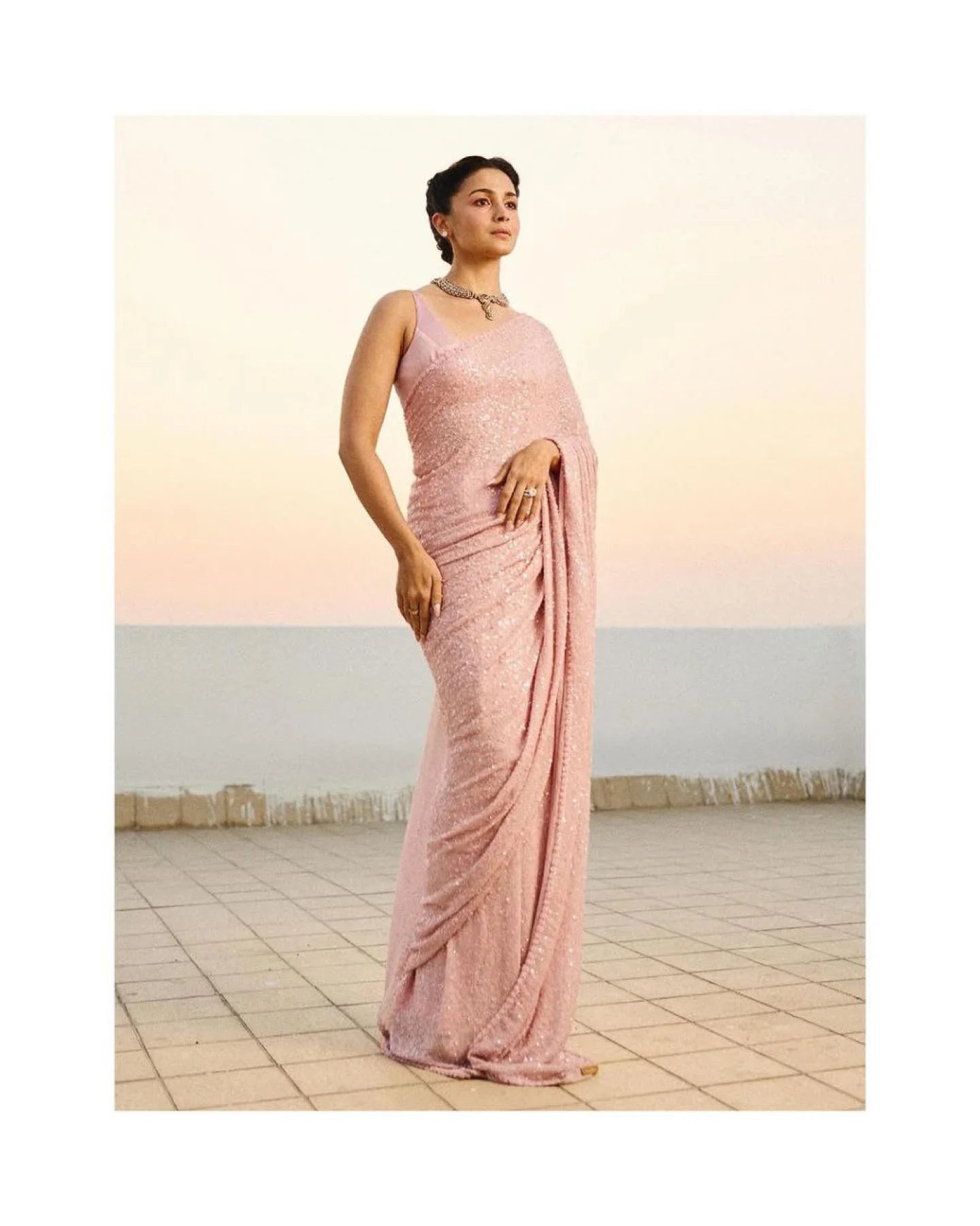 Royal Export Wholesale Collection Bollywood Star Alia Bhatt Inspired Pink Saree
