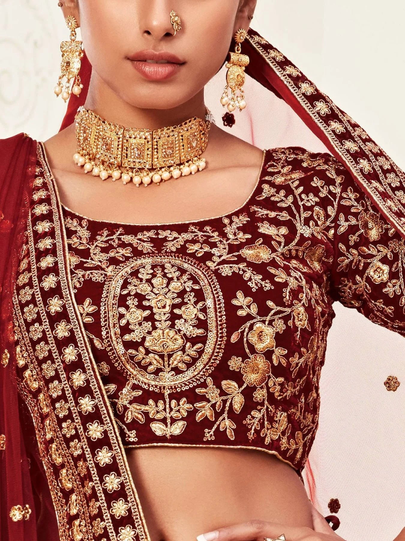 Designer Bridal Lehenga from Surat 2025 Velvet Collection with Intricate Sequins Zari Embroidery