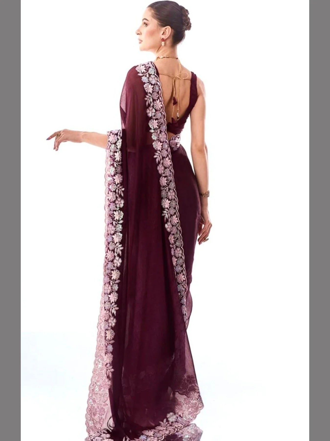 Buy Soft Georgette sarees with sequence embroidery work