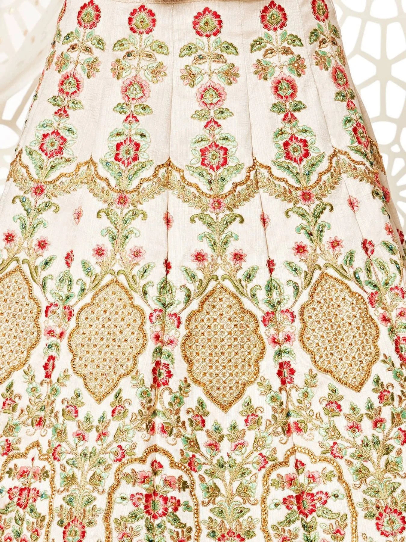 Off White Embroidered Art Silk Extravagant Wedding Lehenga Choli at Best Offer Rates