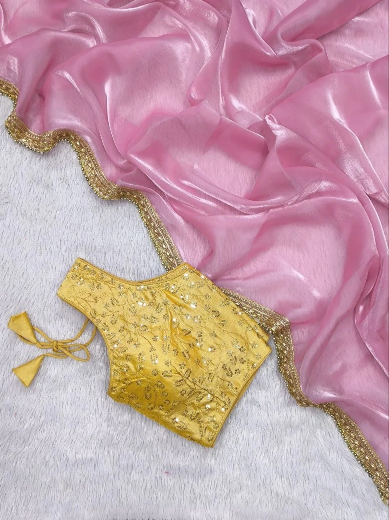 Soft Jimmy Chuu With Lace Border Saree