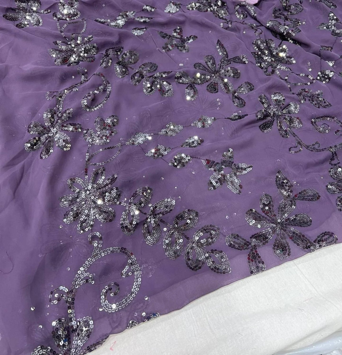Party Wear Georgette Saree with Heavy Embroidery Sequence Work